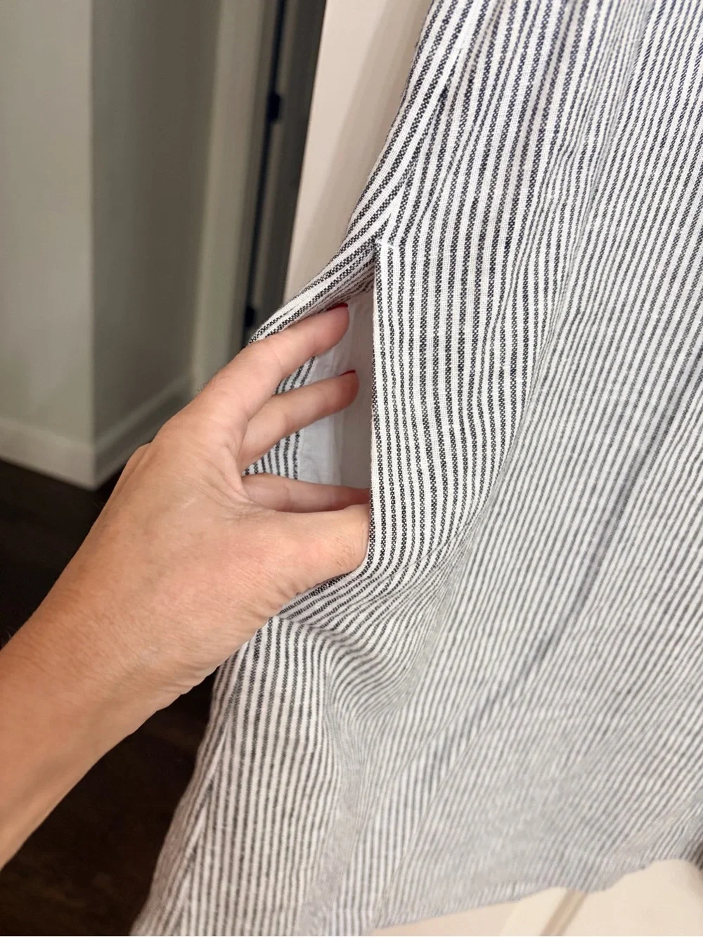 J. Crew Sleeveless Vertical-Strip Shift Dress in Gray and White
